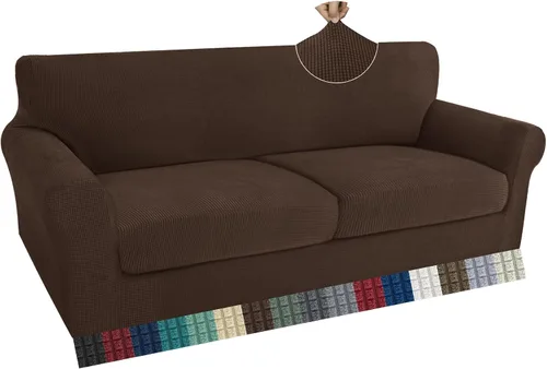 Vista 43 de ZNSAYOTX 2 fundas para sillas con brazos para sala de estar, súper suave, con funda de cojín de asiento, gruesa, duradera, mezcla de elastano, alta