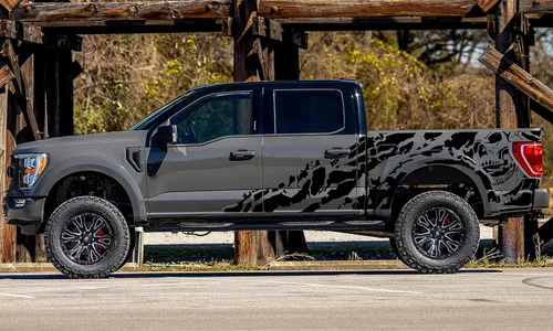 Vista 2 de Nightmare Bed Graphics - Calcomanías de vinilo compatibles con Ford F150 (negro)