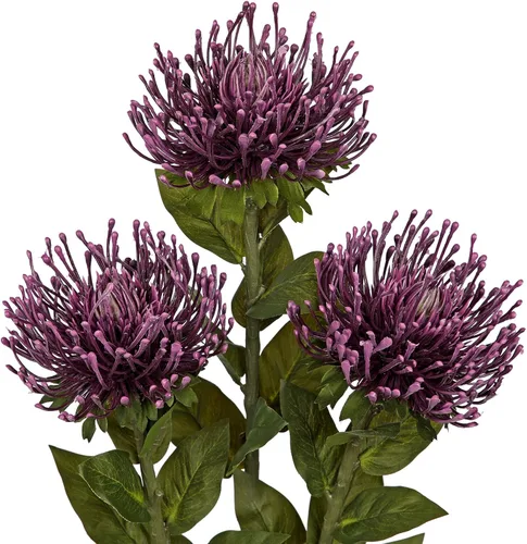 Vista 10 de Hollyone 3 piezas de flores artificiales rojas de crisantemo de otoño, margaritas de araña de seda de 72 cm de largo, flores falsas de leucospermum