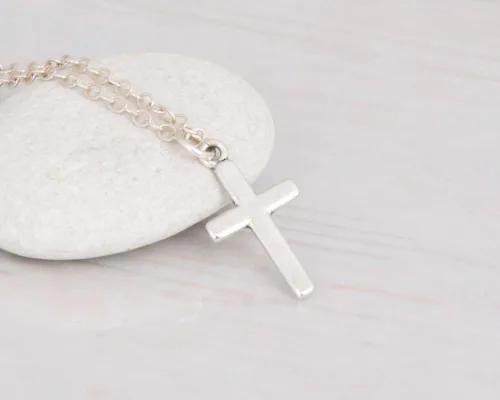 Vista 15 de Collar de cruz de oro para mujer, collares con colgante de cruz minimalista, longitud de 16 a 18 pulgadas, joyería cristiana hecha a mano, regalo