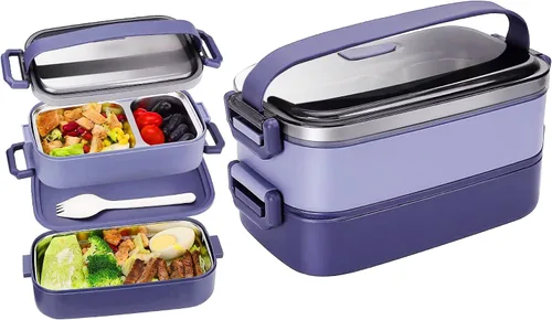 Vista 19 de Caja Bento de acero inoxidable para adultos y niños, lonchera japonesa a prueba de fugas, recipientes divididos para alimentos y comidas, juego