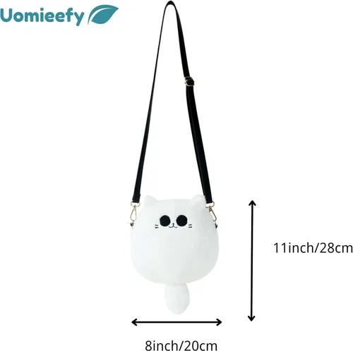 Vista 2 de Uomieefy Bolsa de peluche de gato Gojo de 8 pulgadas - Jujutsu K Crossbody Bolsa de hombro de gato de peluche, regalo coleccionable para fanáticos