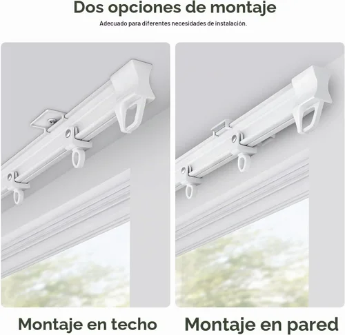 Vista 7 de ZSTARR Riel de cortina flexible flexible, techo/pared, 2.5M/8.2FT, blanco