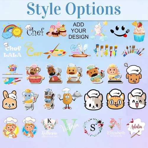 Vista 4 de Delantal personalizado para niños con nombre, juego de sombrero de chef personalizado, delantales personalizados, regalos para niños y niñas