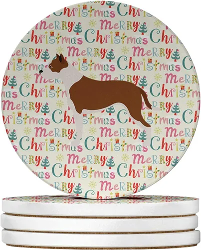 Vista 26 de AIDI Atlas Mountain Dog Merry Christmas - Posavasos grandes de piedra arenisca, paquete de 4