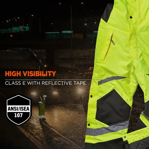 Vista 4 de Ergodyne GloWear 8928 - Overol térmico con aislamiento, alta visibilidad, resistente a la intemperie
