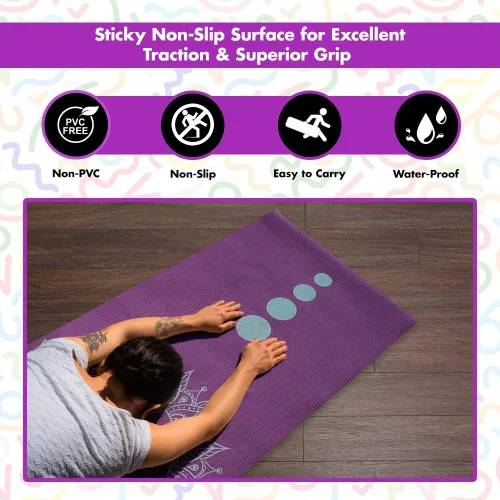 Vista 3 de Tapete de yoga – Esterilla de yoga reversible de 0.236 in con impresión premium, extra gruesa y grande, antideslizante, para todo tipo de yoga