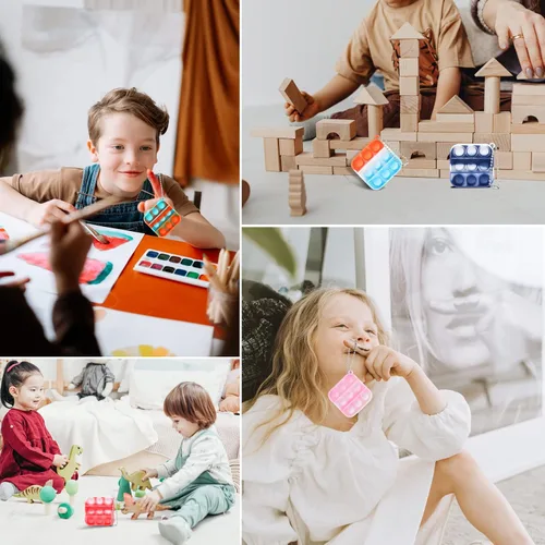 Vista 6 de Paquete de 100 mini juguetes para la ansiedad, recuerdos de fiesta, juguetes sensoriales de silicona para apretar, juguetes sensoriales a granel