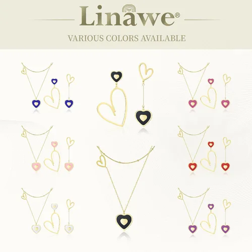 Vista 6 de Linawe Gargantilla de cadena con dije de corazón de doble capa, collar apilado para mujer, oro rosa de 14 quilates, tono plateado, disfraz de amor