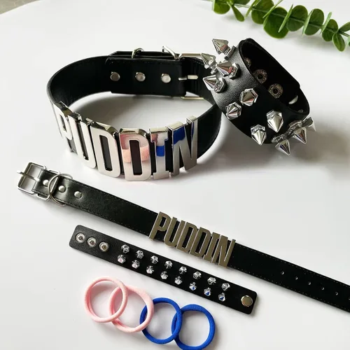 Vista 5 de Gargantilla de Halloween para mujeres y niñas, collar de cuero gargantilla de cuero, pulsera de espigas, accesorios de custume de Halloween
