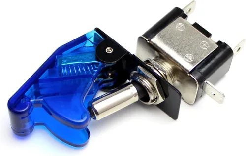 Vista 9 de iJDMTOY (2) Interruptor de dos posiciones on/off SPST - con cubierta abatible, estilo avión, 12 V/20 A, iluminación LED., Azul