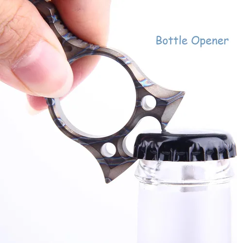 Vista 4 de Hamans Barra de palanca multiherramienta de titanio con llave abrebotellas, función de barra de palanca, mini portátil
