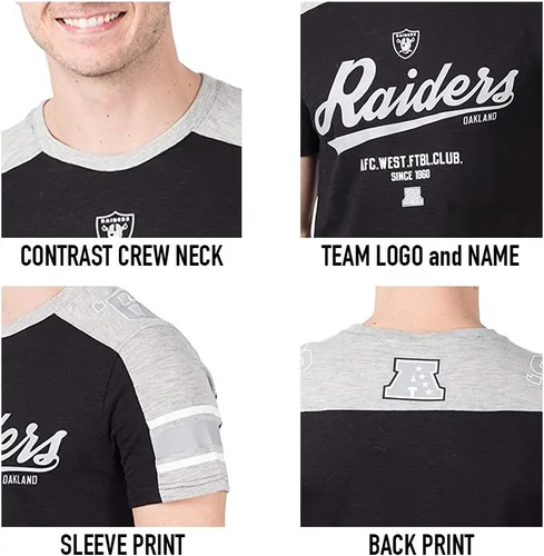 Vista 5 de Ultra Game NFL - Camiseta raglán de manga corta para hombre