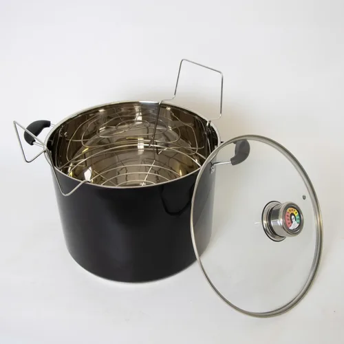 Vista 2 de Lehman's Jarra de baño de agua de 21.5 cuartos de galón con medidor de presión, olla de acero inoxidable duradera para conservas y conservas