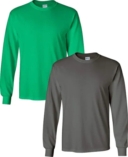 Vista 139 de Gildan Camiseta de manga larga de algodón ultra para adulto, estilo G2400, paquete múltiple Militar + ceniza.