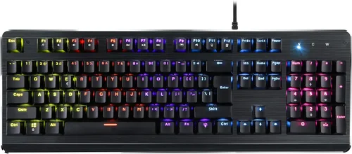 Vista 2 de Inland ProHT - Teclado con cable USB retroiluminado LED arcoíris con interruptores azules, teclas ABS duraderas, anti-fantasmaresistente a derrames