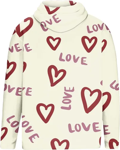 Vista 3 de Sudadera con capucha estampado en forma de corazón, sudadera con bolsillo para hombre, manga larga, ropa deportiva bonita
