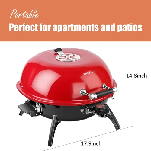 Vista 6 de Techwood - Parrilla eléctrica para barbacoa de 15 porciones para interiores y exteriores, diseño de doble capa, parrilla portátil extraíble, 1600 W