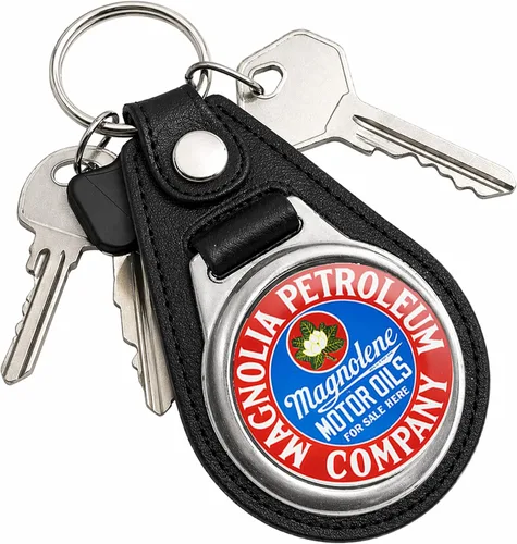Vista 52 de Brotherhood Round Key Chain for Vintage Motor Oil, Petroleum, and