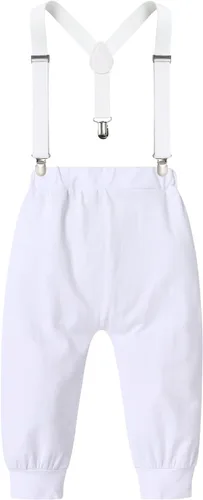 Vista 3 de IBTOM CASTLE Traje de invierno para bebé niño con copos de nieve para primer cumpleaños, mameluco con estampado de pastel y pantalones largos