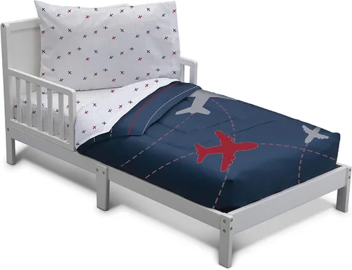 Vista 7 de Delta Children Juego de ropa de cama de 4 piezas para niños, edredón reversible 2 en 1, incluye edredón ajustable para mantener a los más pequeños