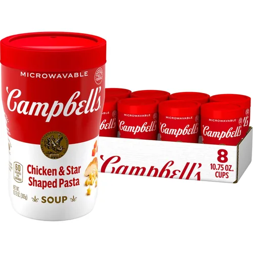 Vista 12 de Campbell's Sopa para sorber, sopa de pollo con pasta en forma de estrella, taza para microondas de 10.75 oz