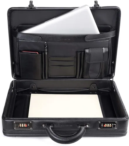 Vista 2 de Alpine Swiss Maletín lateral duro con cerradura de combinación doble expandible, Negro
