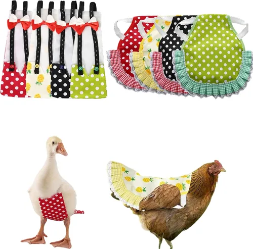 Vista 14 de MANON ROSA Pañales de pollo, gallinas bantam, juego de 3 piezas reutilizable con corbatín para aves de corral, pañales lavables e impermeables