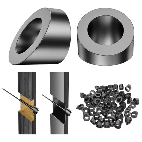 Vista 11 de BLIKA Paquete de 20 arandelas de ángulo negro de identificación de 1/4 pulgadas para barandillas de cable, arandelas biseladas de ángulo negro de 30
