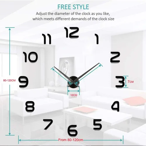Vista 2 de FASHION in THE CITY Reloj de pared de superficie de espejo 3D DIY, relojes decorativos de pared de gran tamaño, relojes silenciosos sin tictac