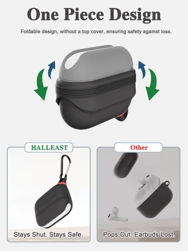 Vista 3 de HALLEAST Funda impermeable para AirPods Pro 3, LED frontal visible y compatible con carga inalámbrica, funda protectora de silicona compatible