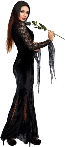 Vista 7 de Dreamgirl Disfraz de Morticia para mujer, espantosamente hermoso disfraz de Halloween