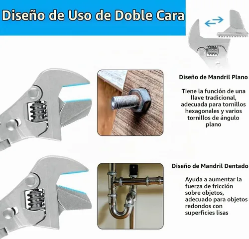 Vista 7 de Llave ajustable Flexhead, llaves de media luna de trinquete de 10 a 12 pulgadas con vástago de extensión retráctil y llave ajustable de cabeza