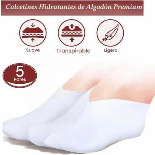 Vista 3 de Calcetines hidratantes para pies secos, 5 pares de calcetines de algodón