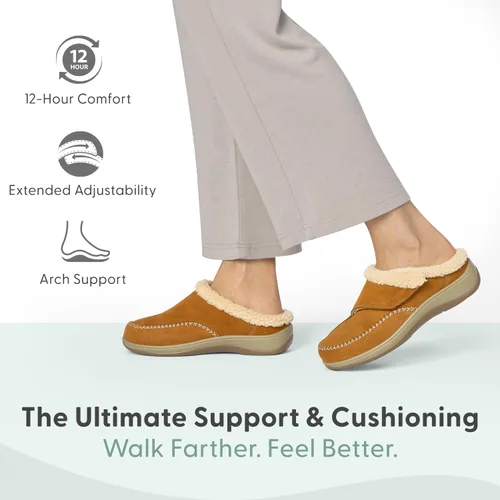 Vista 2 de Orthofeet Charlotte - Pantuflas ortopédicas con forro de piel sintética para mujer