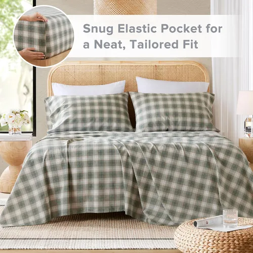 Vista 39 de Comfort Spaces Sábanas 100% Algodón Twin XL, Transpirables, Naturalmente Frescas, Sábanas de Algodón Suave con Bolsillo Elástico de 14 Pulgadas que