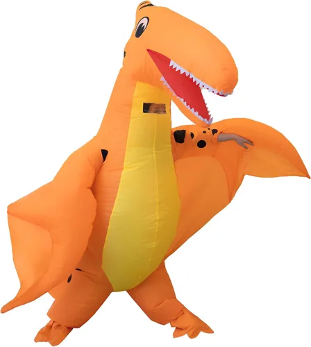 Vista 4 de Disfraz inflable de dinosaurio para adultos, traje realista de T-Rex, disfraz de dinosaurio para fiestas de niños y Halloween (dinosaurio-Y)