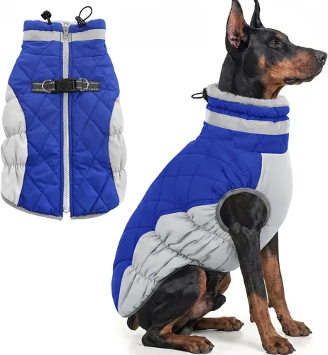 Vista 21 de AOFITEE Abrigo para perro, chaquetas cálidas para perros pequeños, abrigo de invierno para perros con arnés integrado, chaqueta de invierno