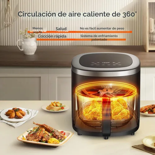 Vista 5 de Freidora de Aire de Vidrio, Freidora de Aire de 4.5QT con Olla de Vidrio de Visualización, Freír al Aire, Asar, Recalentar, Deshidratar, Tecnología