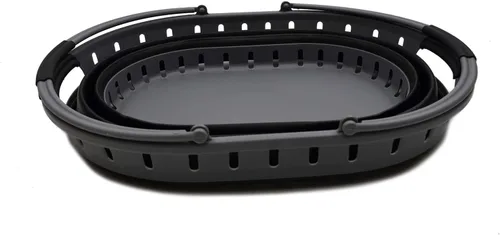 Vista 2 de SAMMART Juego de 2 cestas plegables de plástico para la ropa sucia de 25 litros, contenedor de almacenamiento plegable y organizador, juego portátil