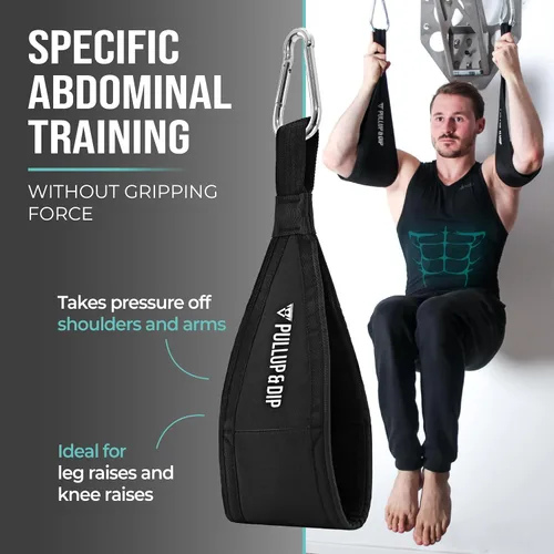 Vista 7 de PULLUP & DIP Correas abdominales, eslingas abdominales prémium para entrenamiento abdominal, correas acolchadas de entrenamiento para abdominales