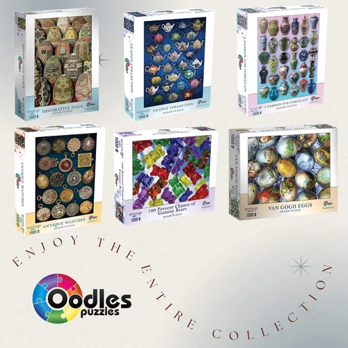Vista 6 de Mchezo Rompecabezas de 1000 piezas, una pasión por la porcelana, serie Oodles, 19.7 x 27.6 pulgadas, con imágenes de objetos de porcelana antiguos