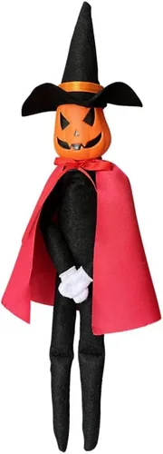 Vista 7 de DANONI Muñeca elfo de calabaza de Halloween, 14 pulgadas hecha a mano, adorno de juguete de calabaza elfo para decoración de mesa de vacaciones Verde