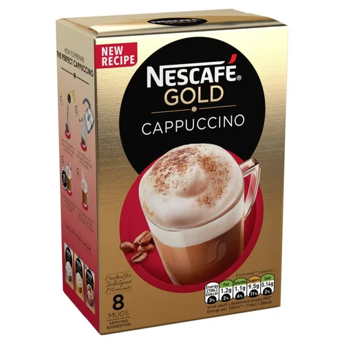 Vista 5 de NESCAFÉ Gold Cappuccino Original, 8 sobres, 4.80 oz (paquete de 6, total 48 bolsitas)