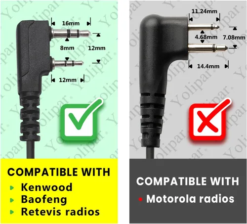 Vista 2 de Kit de vigilancia Baofeng UV-5R de 2 pines y 2 cables compatible con BTECH Retc15/Retevis RT21 RT22 Kenwood Arcshell AR-5 Walkie Talkie Radio