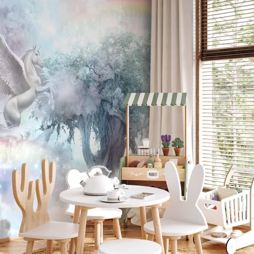Vista 5 de artgeist Mural Pegaso Unicornio 79x55 pulgadas - Papel pintado no tejido de forro polar Decoración de pared Impresión fotográfica Diseño de imagen