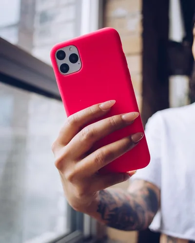 Vista 6 de FELONY CASE Funda rosa neón para iPhone 12 Pro Max - Silicona líquida con forro de microfibra antiarañazos, funda protectora a prueba de golpes