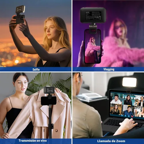 Vista 2 de NEEWER Versión de Nivel de Entrada Luz LED RGB Selfie, 91 LEDs Luz de Relleno para Teléfono con Clip Plástico para iPhone, 20 Efectos CRI92 1000mAh