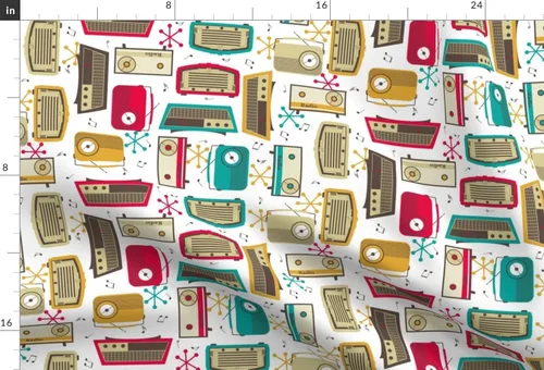 Vista 3 de Spoonflower Tela - Retro Atomic Technology Music Mid Century Geek Radio impresa en tela de gasa Fat Quarter - Vestidos de moda para costura