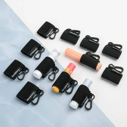 Vista 4 de Homakover 12 Pack Compact Chapstick Holder Keychain,Elastic Lip Balm Sleeves with Clip, Fits Most Standard Lip Balm